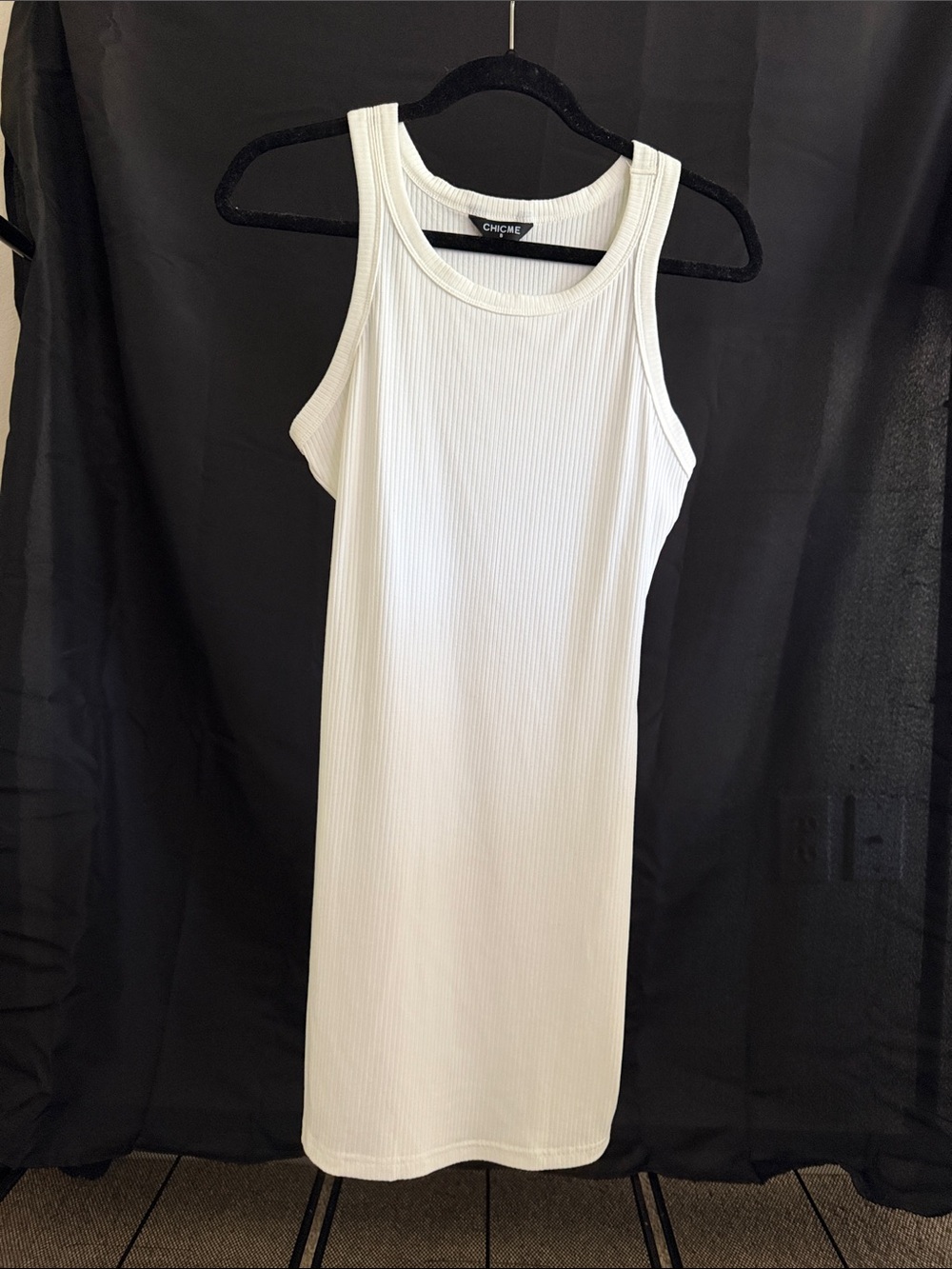 CHICME White Ribbed Tank Mini Dress